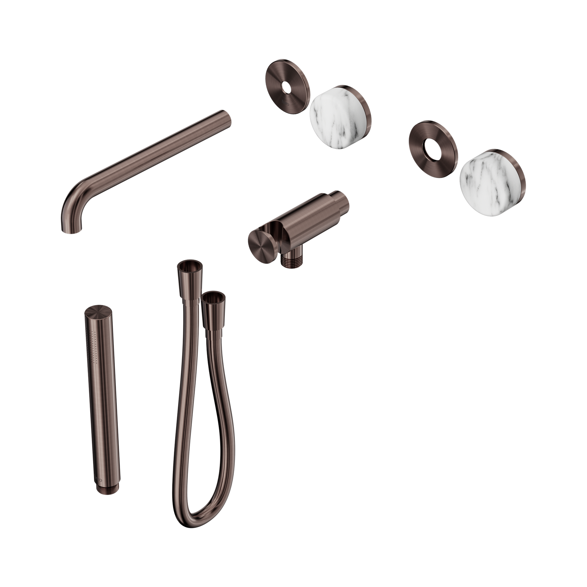 Nero Serenity Progressive Shower System With Spout With Arabescato Corchia Handle And Slim Shower Trim Kit Only, Brushed Bronze