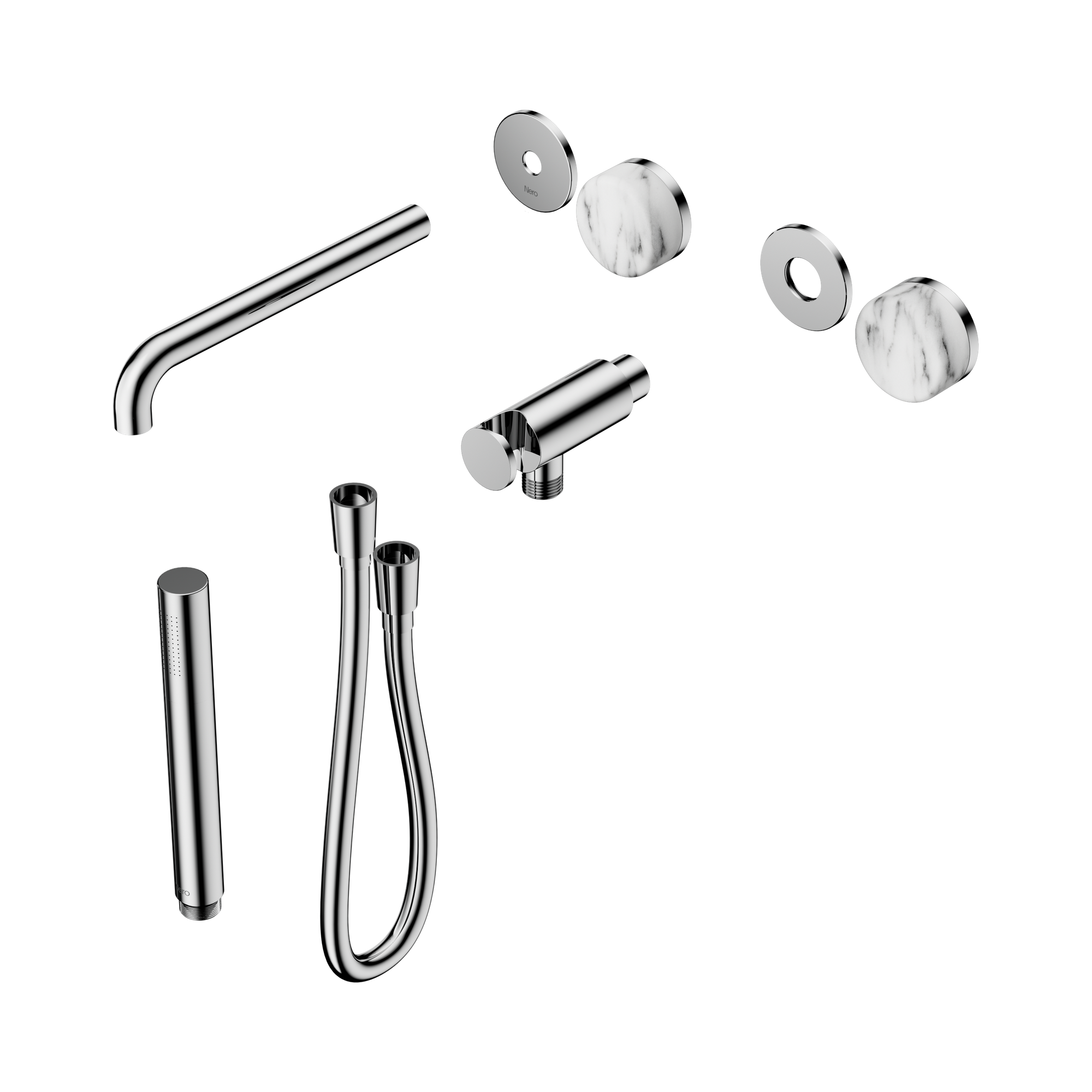 Nero Serenity Progressive Shower System With Spout With Arabescato Corchia Handle And Slim Shower Trim Kit Only, Chrome