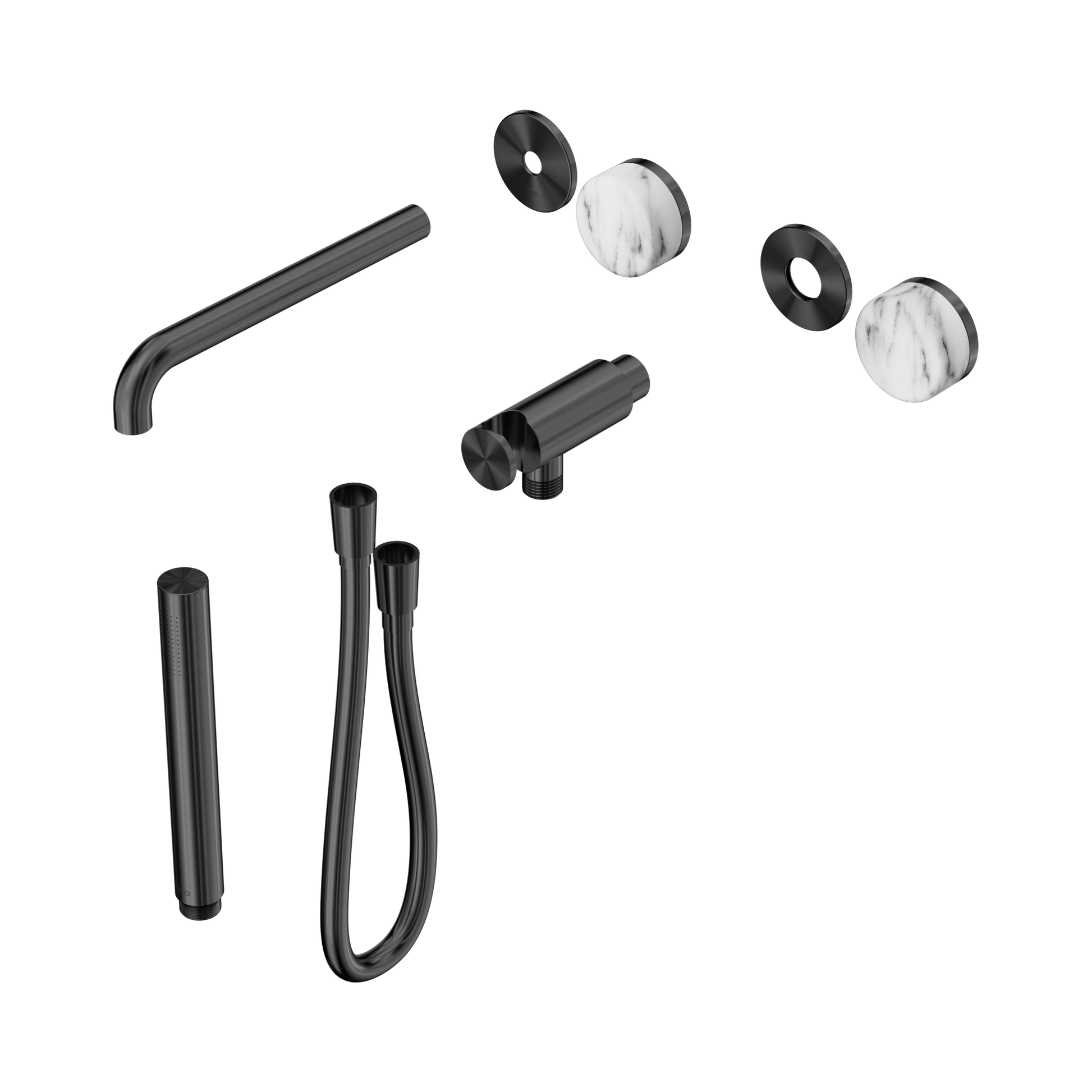 Nero Serenity Progressive Shower System With Spout With Arabescato Corchia Handle And Slim Shower Trim Kit Only, Gun Metal