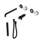 Nero Serenity Progressive Shower System With Spout With Arabescato Corchia Handle And Slim Shower Trim Kit Only, Matte Black