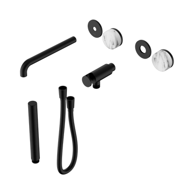 Nero Serenity Progressive Shower System With Spout With Arabescato Corchia Handle And Slim Shower Trim Kit Only, Matte Black