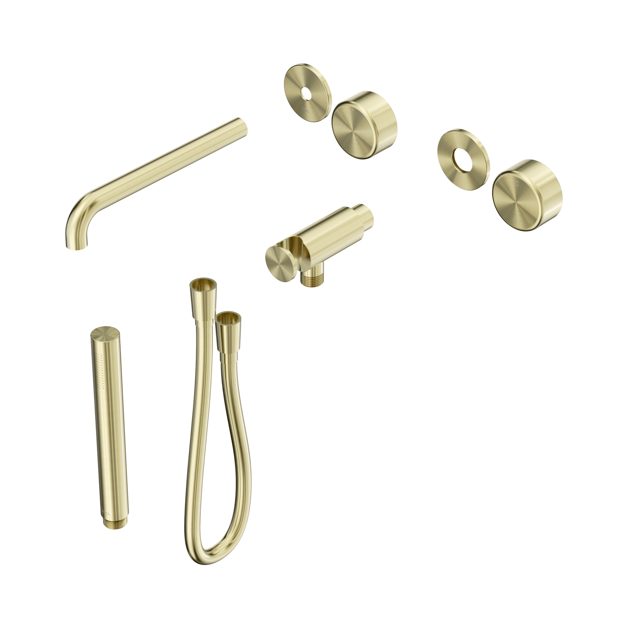 Nero Serenity Progressive Shower System With Spout With Metal Handle And Slim Shower Trim Kit Only, Brushed Gold
