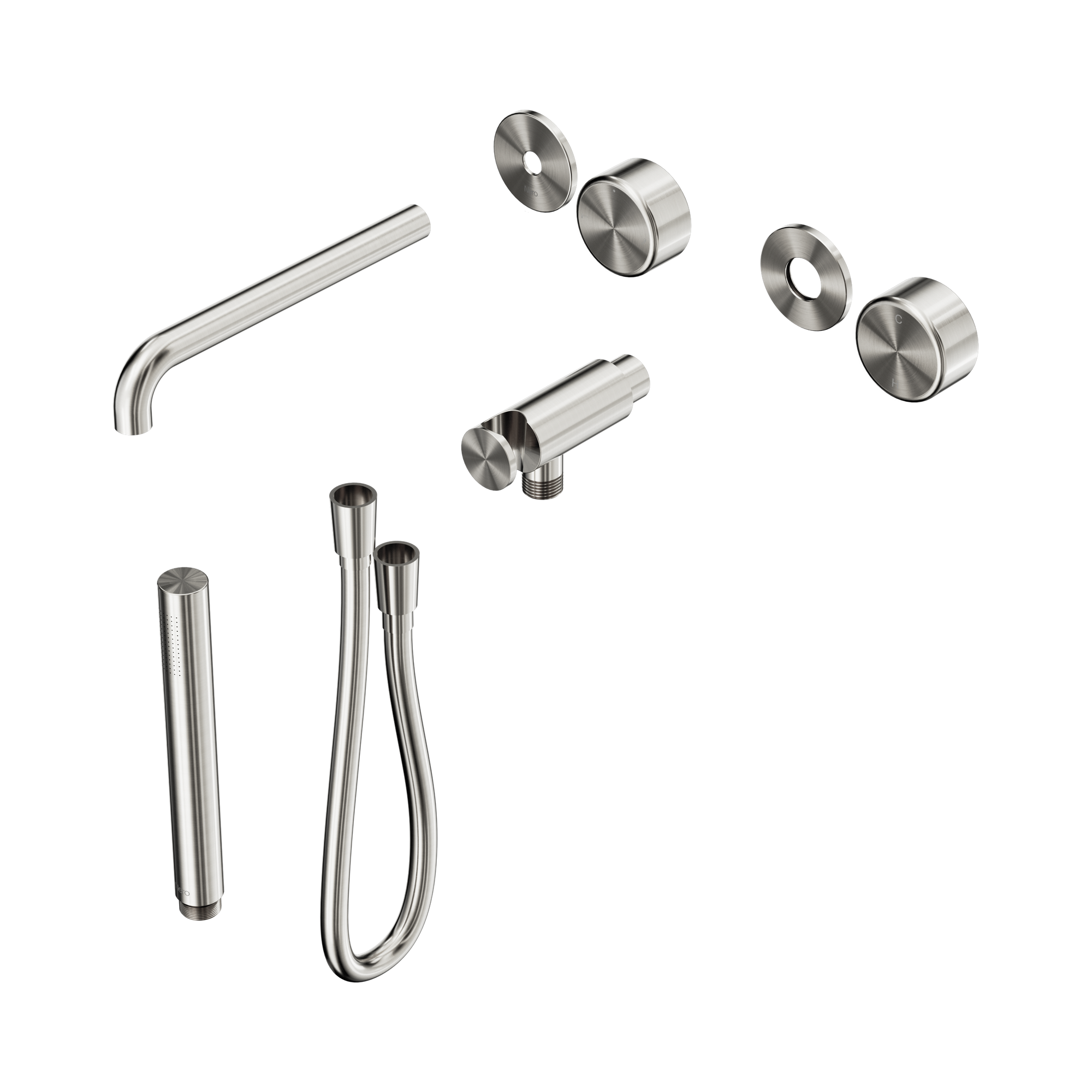 Nero Serenity Progressive Shower System With Spout With Metal Handle And Slim Shower Trim Kit Only, Brushed Nickel