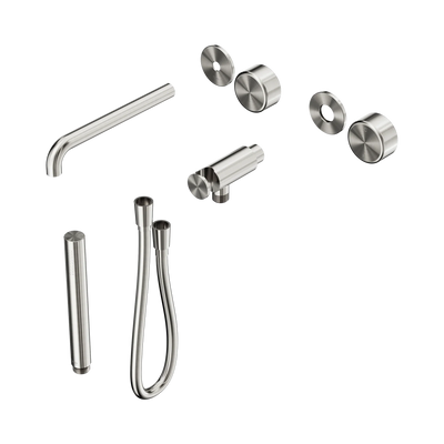 Nero Serenity Progressive Shower System With Spout With Metal Handle And Slim Shower Trim Kit Only, Brushed Nickel