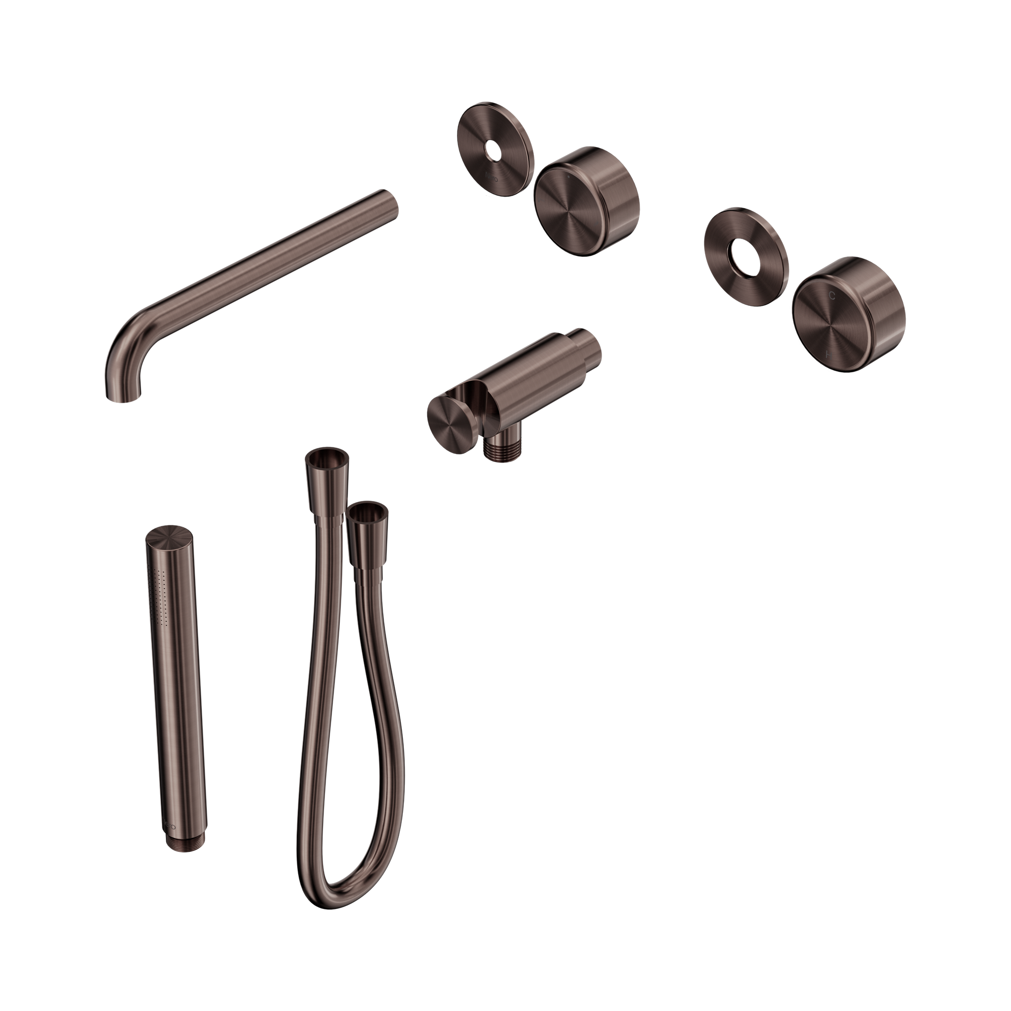 Nero Serenity Progressive Shower System With Spout With Metal Handle And Slim Shower Trim Kit Only, Brushed Bronze
