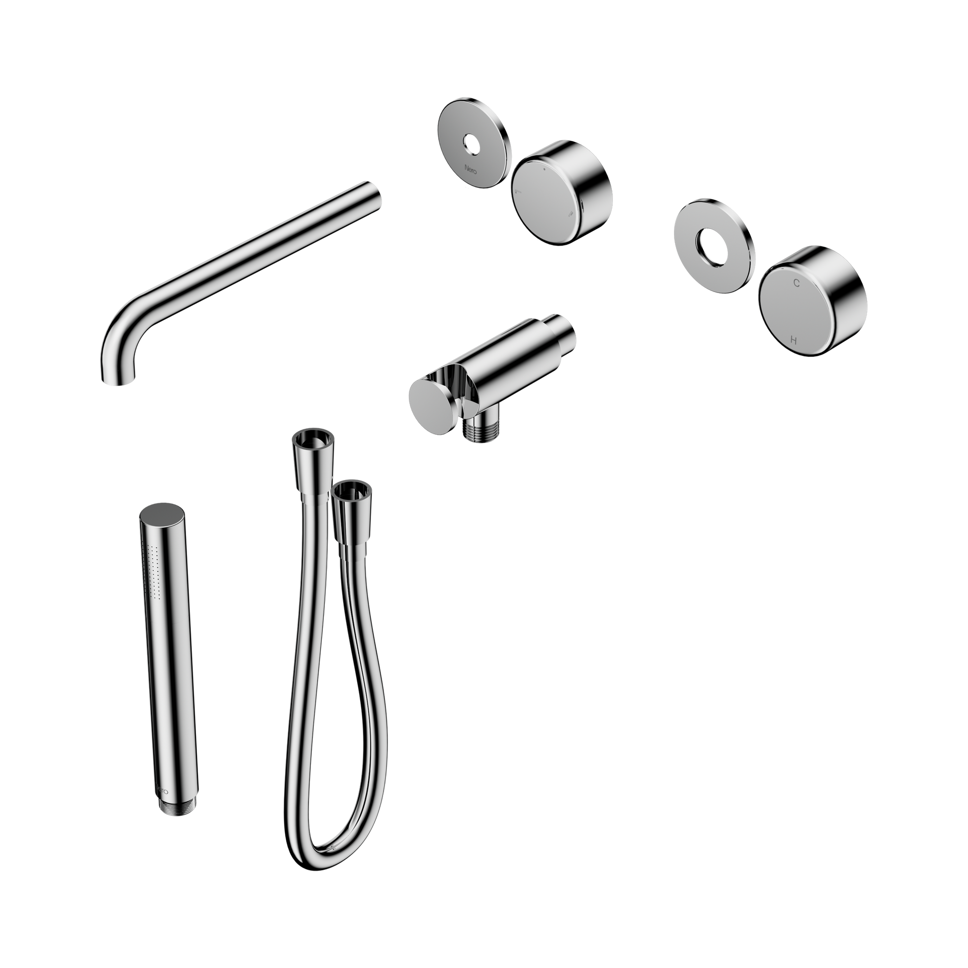 Nero Serenity Progressive Shower System With Spout With Metal Handle And Slim Shower Trim Kit Only, Chrome