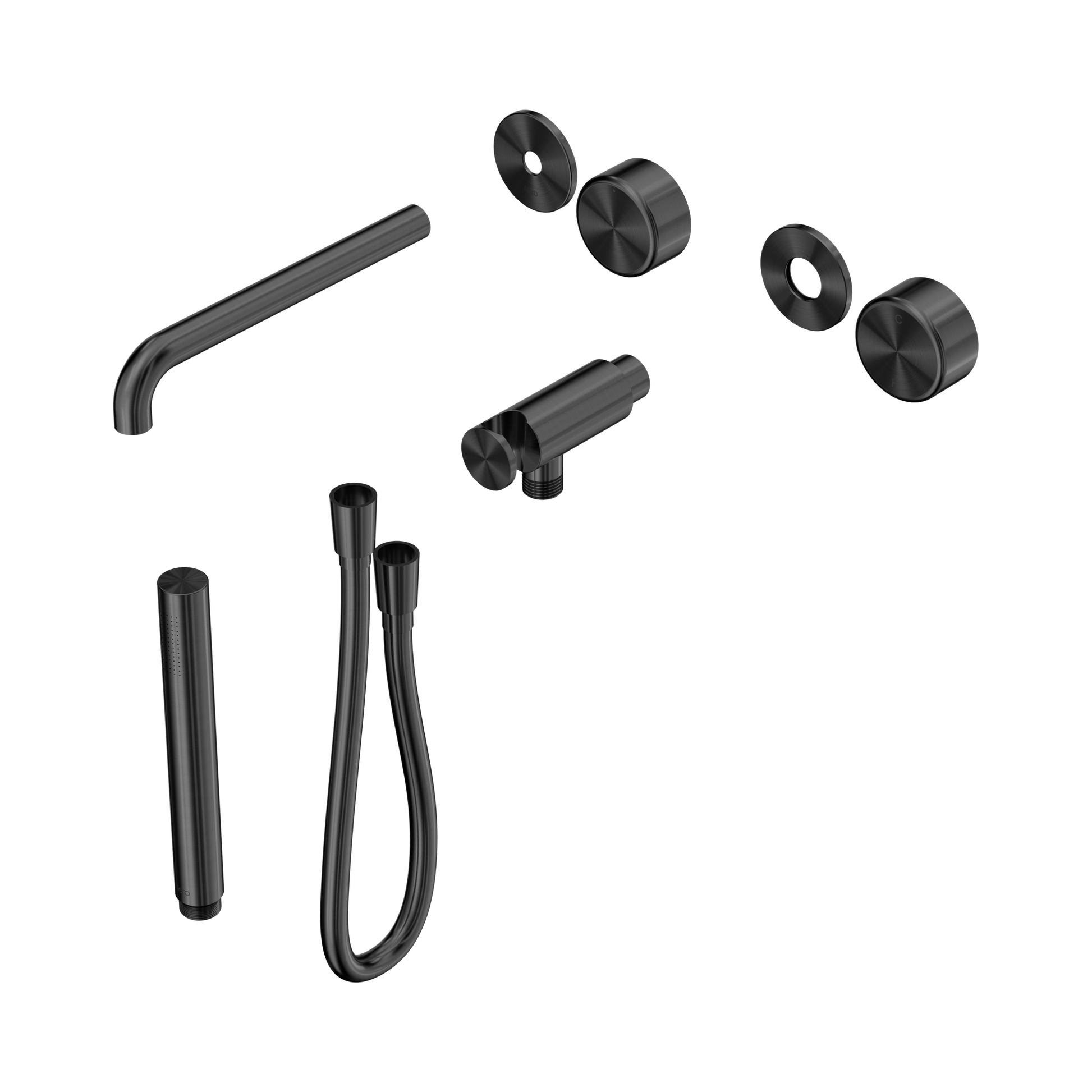 Nero Serenity Progressive Shower System With Spout With Metal Handle And Slim Shower Trim Kit Only, Gun Metal