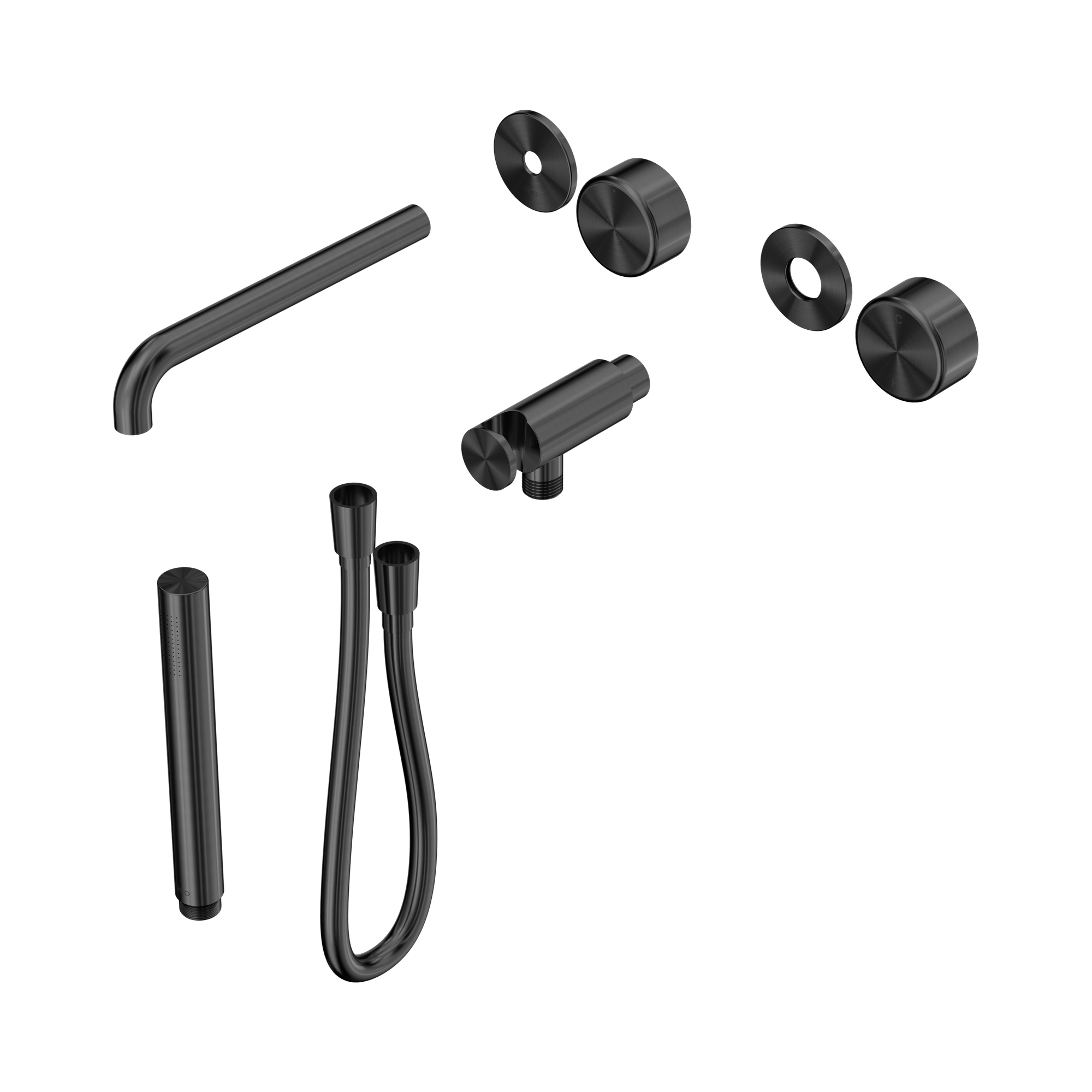 Nero Serenity Progressive Shower System With Spout With Metal Handle And Slim Shower Trim Kit Only, Gun Metal