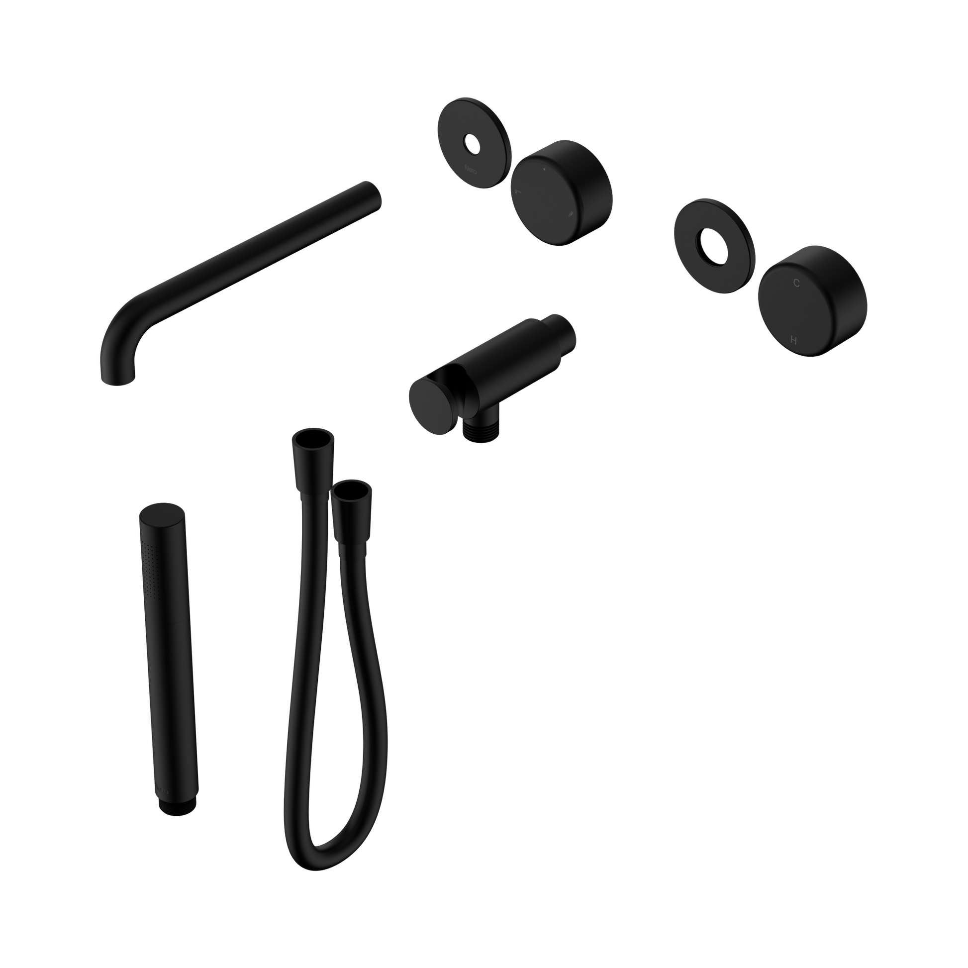 Nero Serenity Progressive Shower System With Spout With Metal Handle And Slim Shower Trim Kit Only, Matte Black