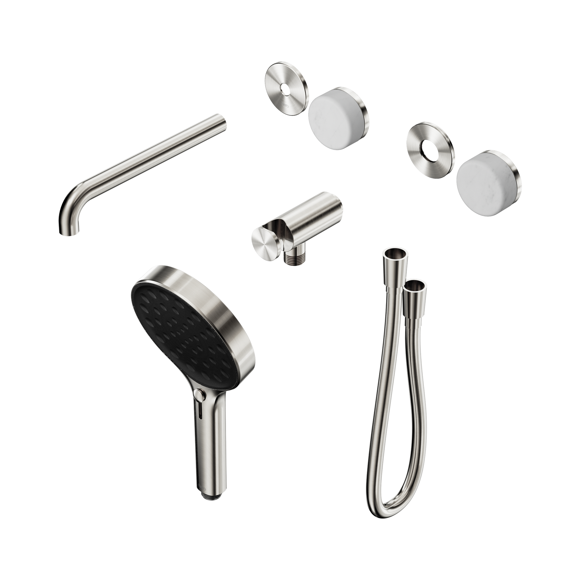 Nero Serenity Progressive Shower System With Spout With Carrara Handle And Serenity Hand Shower Trim Kit Only, Brushed Nickel
