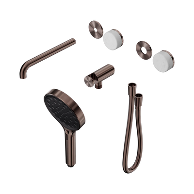 Nero Serenity Progressive Shower System With Spout With Carrara Handle And Serenity Hand Shower Trim Kit Only, Brushed Bronze