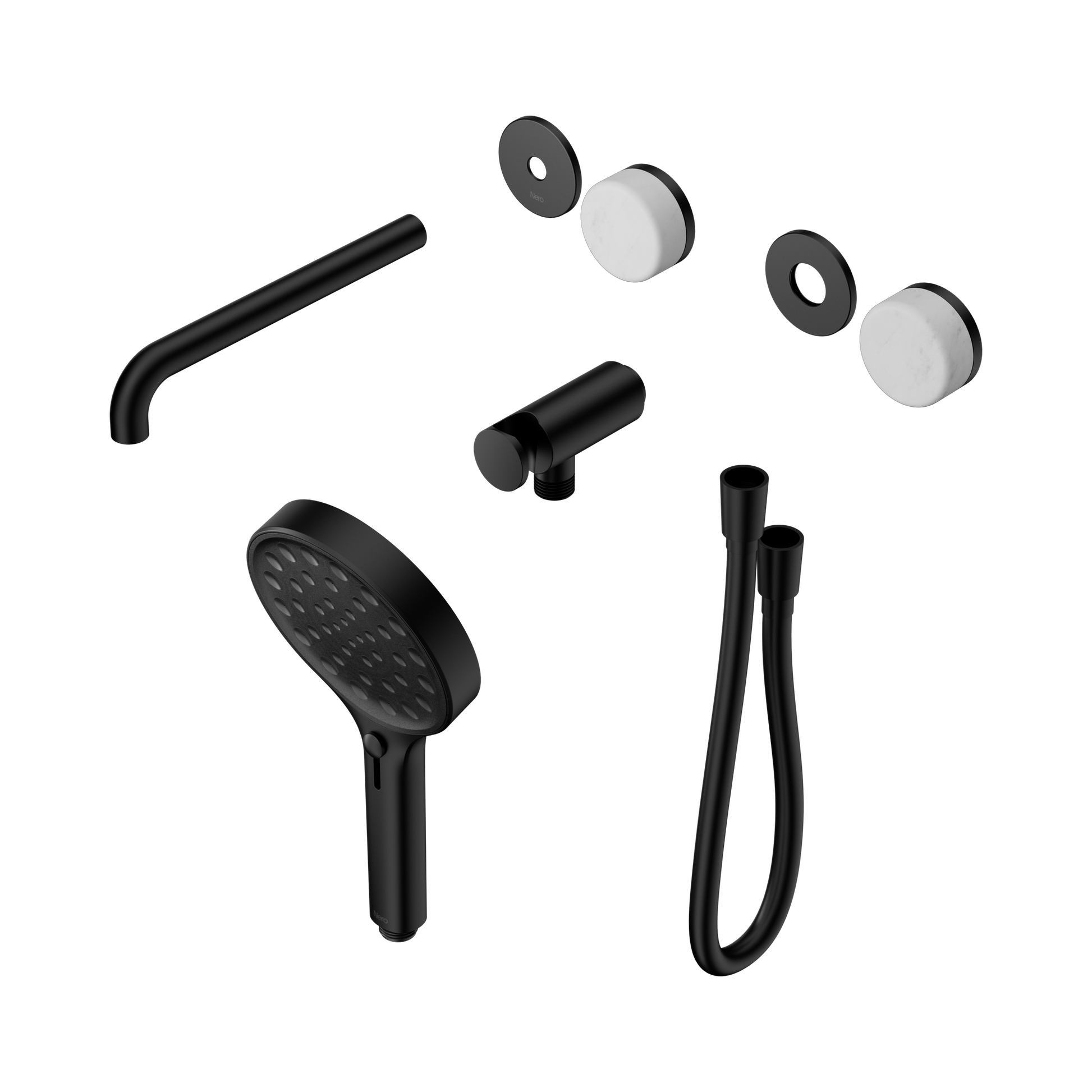 Nero Serenity Progressive Shower System With Spout With Carrara Handle And Serenity Hand Shower Trim Kit Only, Matte Black