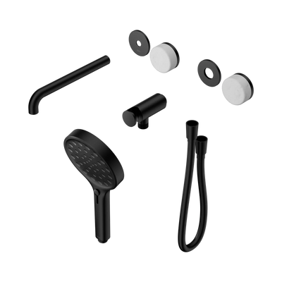 Nero Serenity Progressive Shower System With Spout With Carrara Handle And Serenity Hand Shower Trim Kit Only, Matte Black
