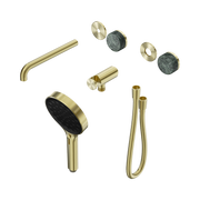 Nero Serenity Progressive Shower System With Spout With Verde Alpi Handle And Serenity Hand Shower Trim Kit Only, Brushed Gold