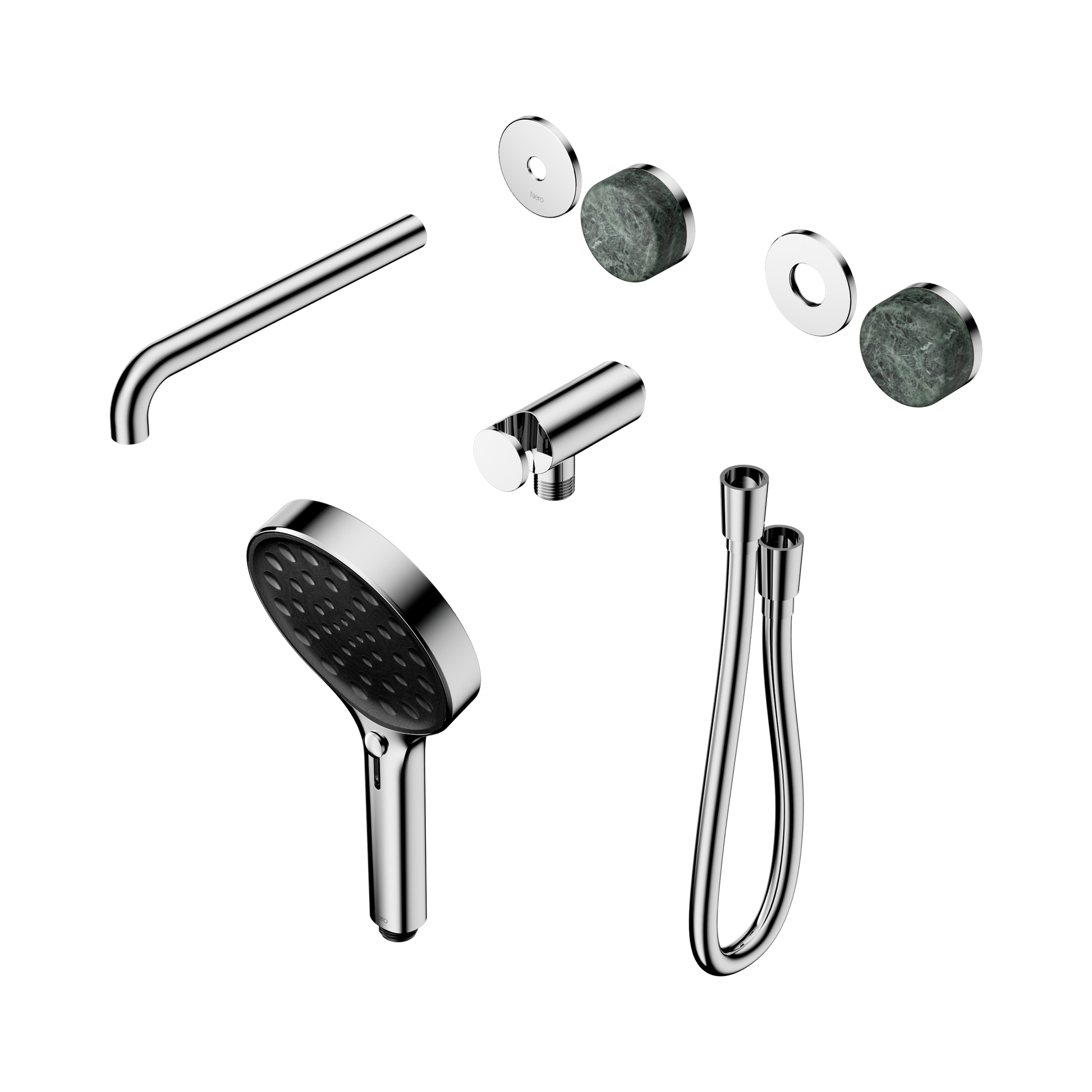 Nero Serenity Progressive Shower System With Spout With Verde Alpi Handle And Serenity Hand Shower Trim Kit Only, Chrome