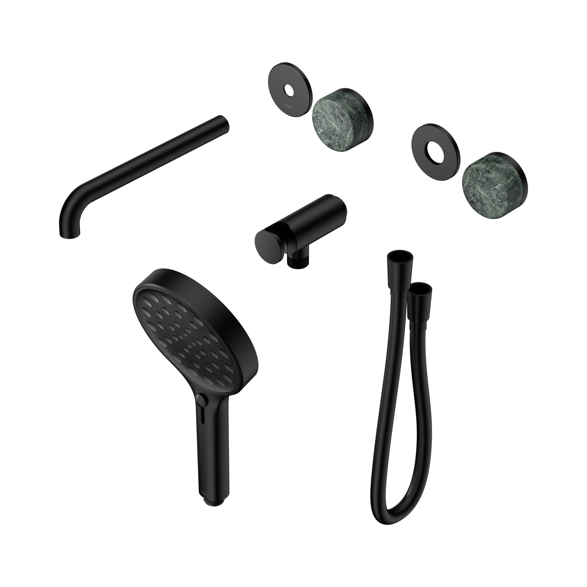 Nero Serenity Progressive Shower System With Spout With Verde Alpi Handle And Serenity Hand Shower Trim Kit Only, Matte Black
