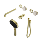 Nero Serenity Progressive Shower System With Spout With Rome Travertine Handle And Serenity Hand Shower Trim Kit Only, Brushed Gold