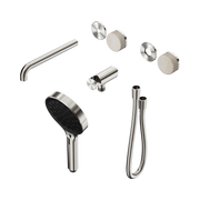 Nero Serenity Progressive Shower System With Spout With Rome Travertine Handle And Serenity Hand Shower Trim Kit Only, Brushed Nickel