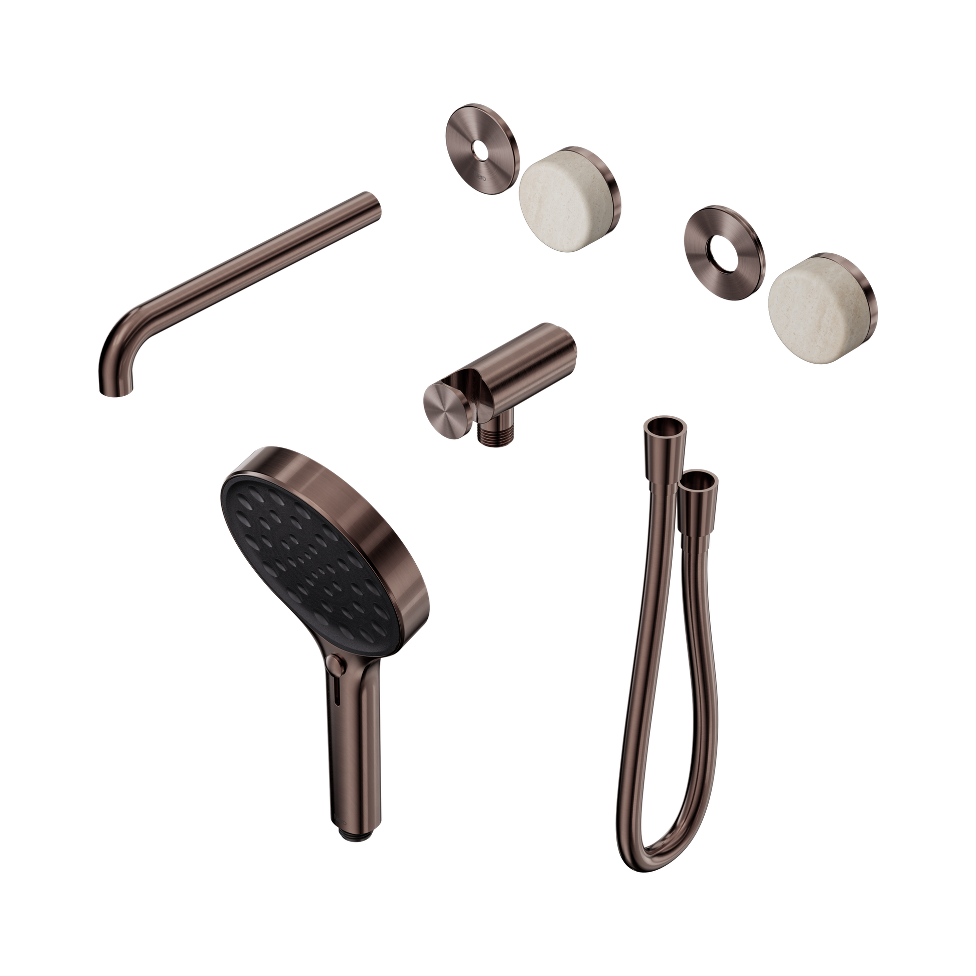 Nero Serenity Progressive Shower System With Spout With Rome Travertine Handle And Serenity Hand Shower Trim Kit Only, Brushed Bronze