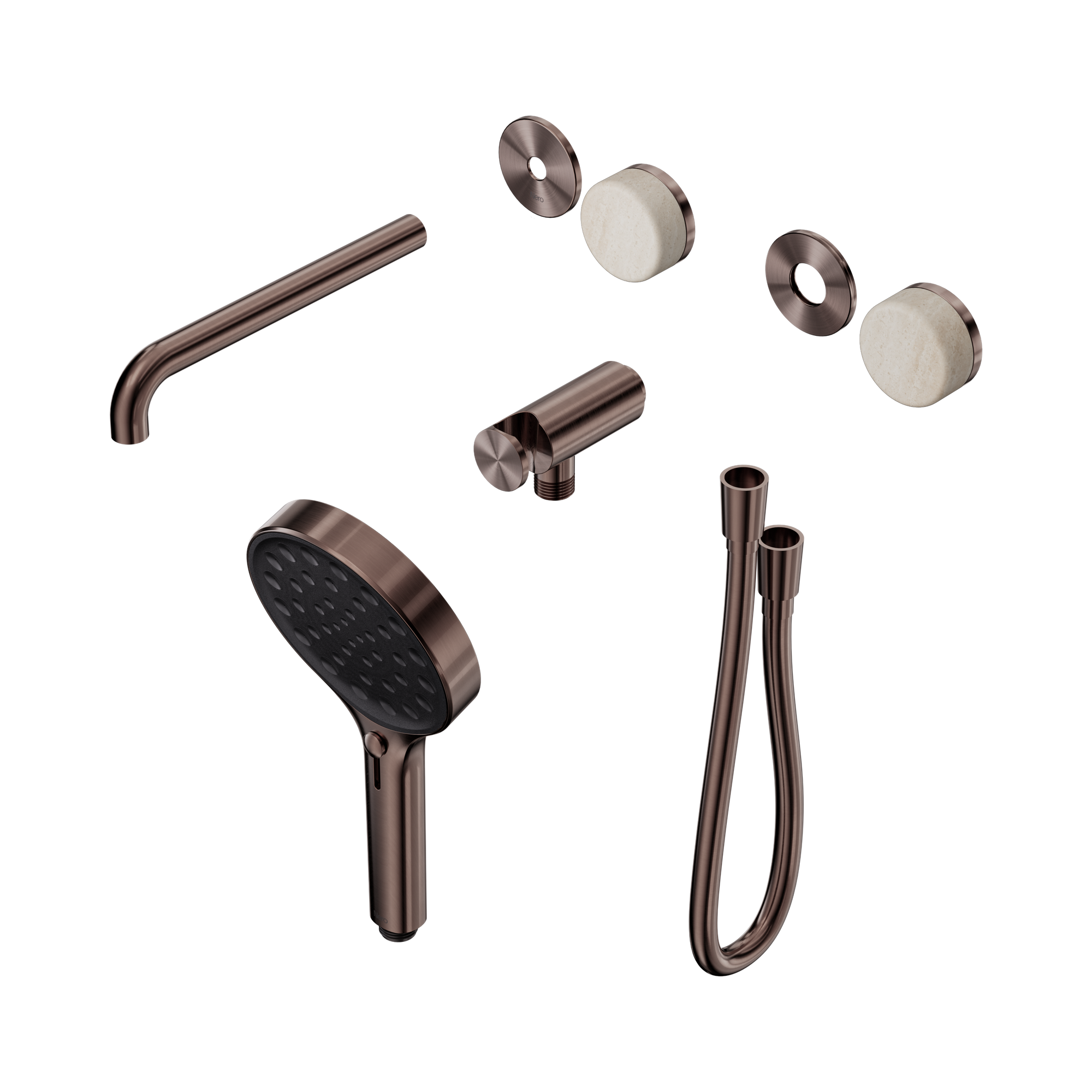 Nero Serenity Progressive Shower System With Spout With Rome Travertine Handle And Serenity Hand Shower Trim Kit Only, Brushed Bronze