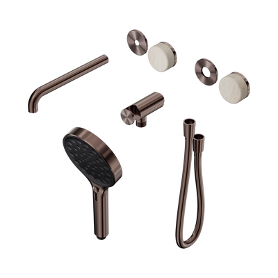 Nero Serenity Progressive Shower System With Spout With Rome Travertine Handle And Serenity Hand Shower Trim Kit Only, Brushed Bronze