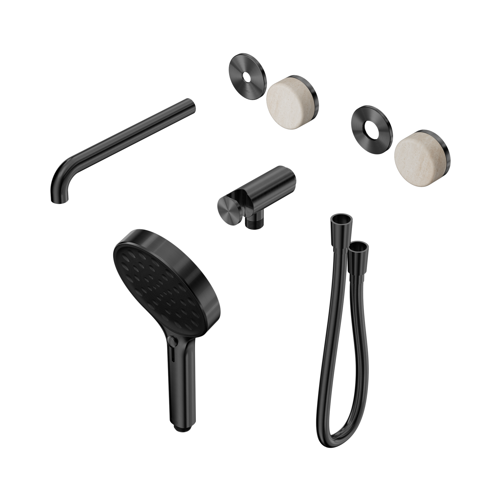 Nero Serenity Progressive Shower System With Spout With Rome Travertine Handle And Serenity Hand Shower Trim Kit Only, Gun Metal