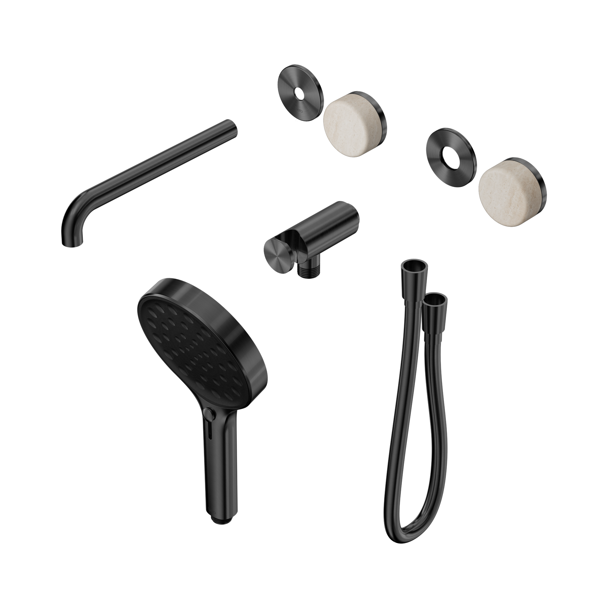 Nero Serenity Progressive Shower System With Spout With Rome Travertine Handle And Serenity Hand Shower Trim Kit Only, Gun Metal