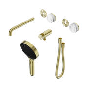 Nero Serenity Progressive Shower System With Spout With Arabescato Corchia Handle And Serenity Hand Shower Trim Kit Only, Brushed Gold