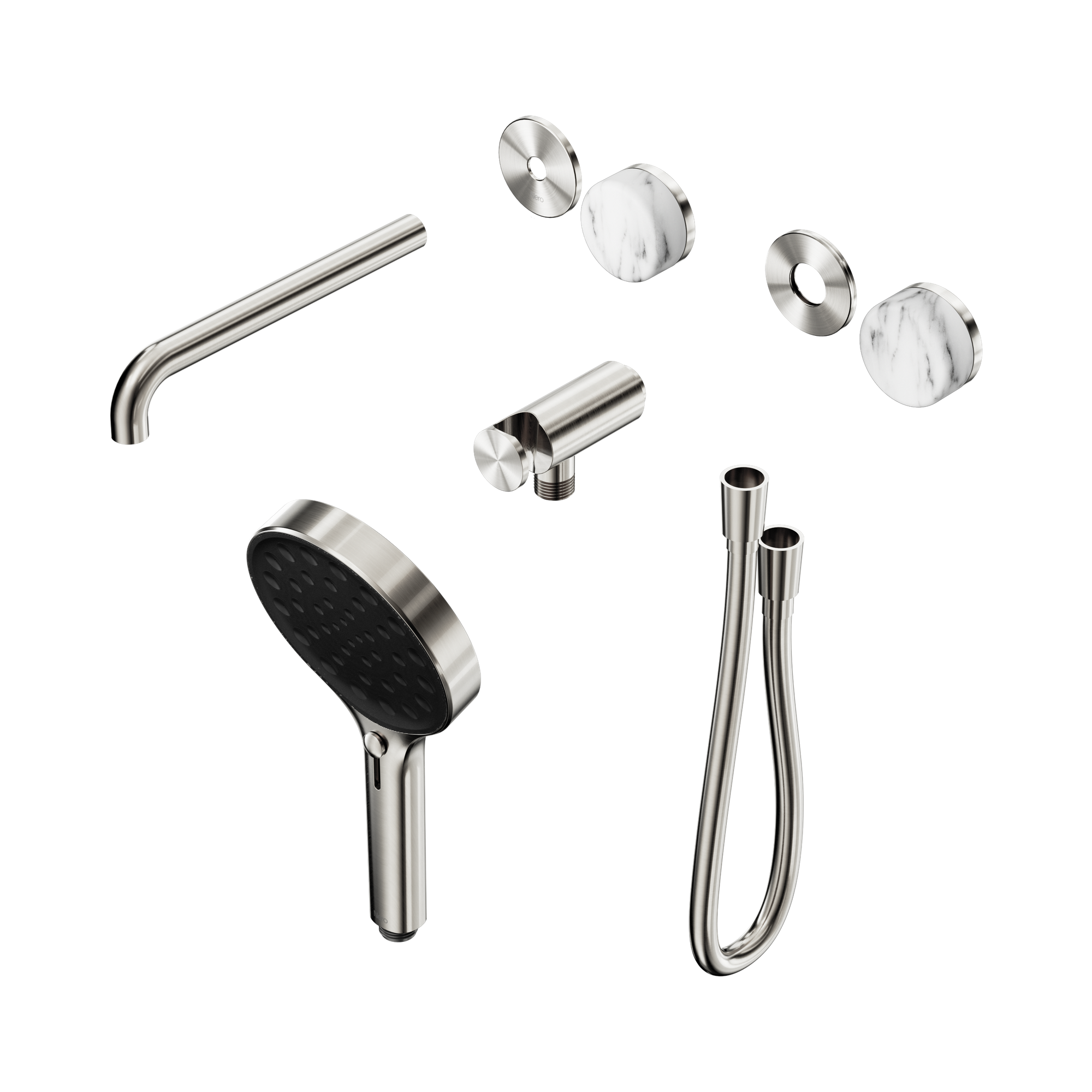 Nero Serenity Progressive Shower System With Spout With Arabescato Corchia Handle And Serenity Hand Shower Trim Kit Only, Brushed Nickel