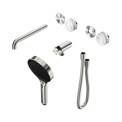 Nero Serenity Progressive Shower System With Spout With Arabescato Corchia Handle And Serenity Hand Shower Trim Kit Only, Brushed Nickel