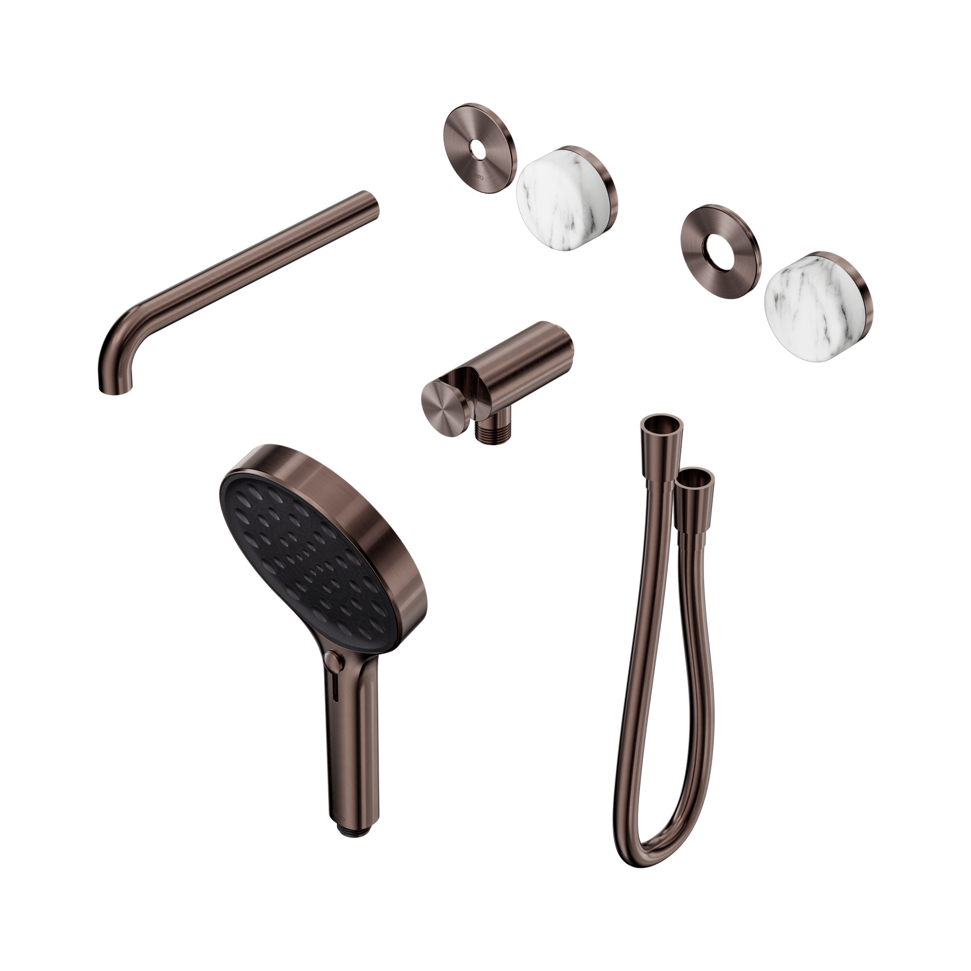Nero Serenity Progressive Shower System With Spout With Arabescato Corchia Handle And Serenity Hand Shower Trim Kit Only, Brushed Bronze