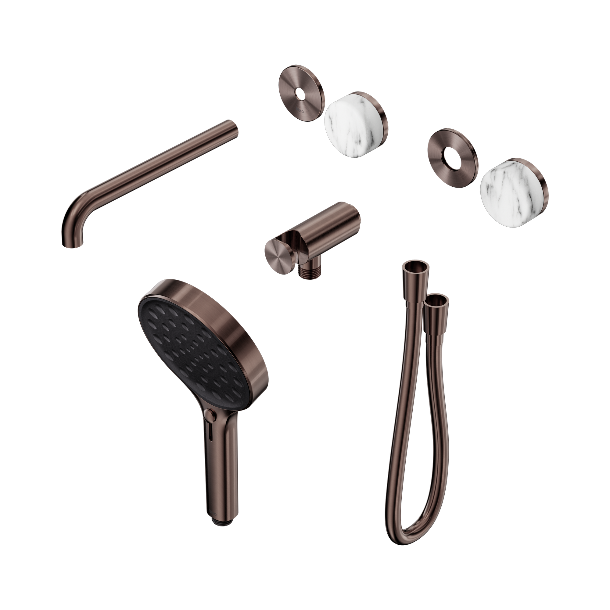 Nero Serenity Progressive Shower System With Spout With Arabescato Corchia Handle And Serenity Hand Shower Trim Kit Only, Brushed Bronze
