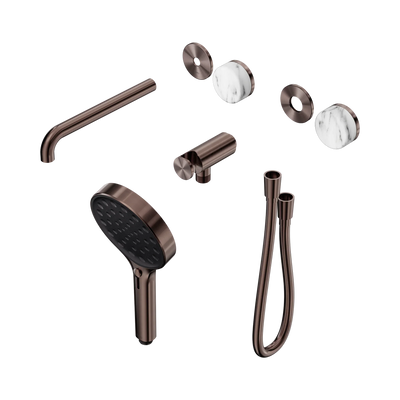 Nero Serenity Progressive Shower System With Spout With Arabescato Corchia Handle And Serenity Hand Shower Trim Kit Only, Brushed Bronze