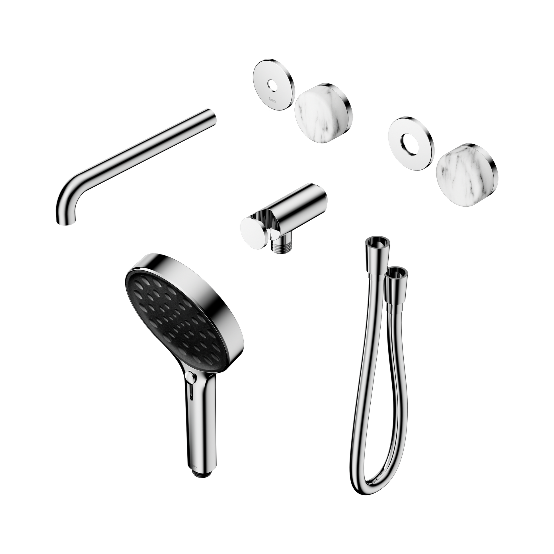 Nero Serenity Progressive Shower System With Spout With Arabescato Corchia Handle And Serenity Hand Shower Trim Kit Only, Chrome