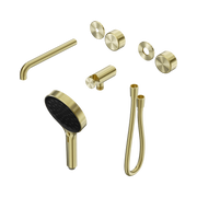 Nero Serenity Progressive Shower System With Spout With Metal Handle And Serenity Hand Shower Trim Kit Only, Brushed Gold