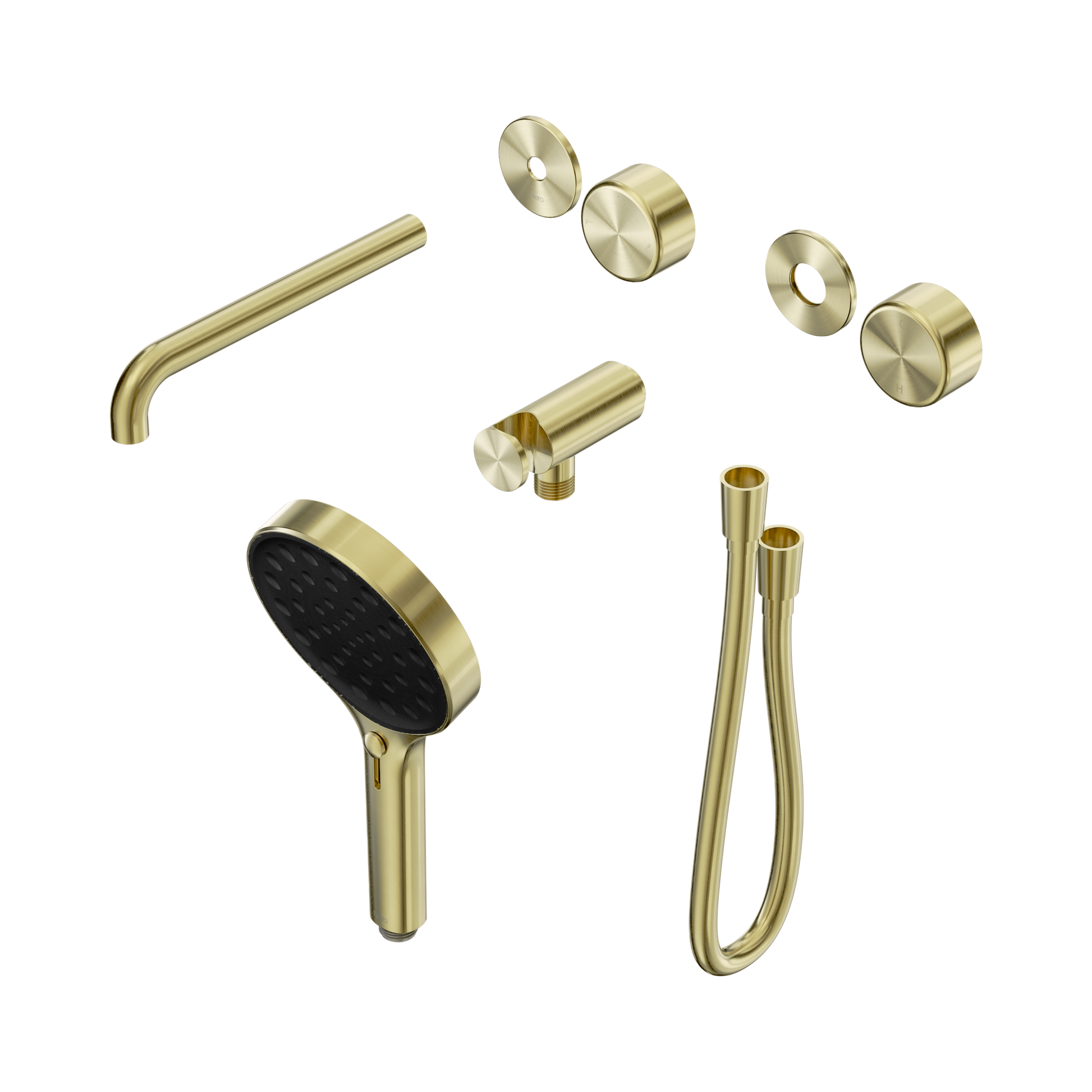Nero Serenity Progressive Shower System With Spout With Metal Handle And Serenity Hand Shower Trim Kit Only, Brushed Gold