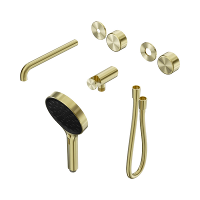 Nero Serenity Progressive Shower System With Spout With Metal Handle And Serenity Hand Shower Trim Kit Only, Brushed Gold