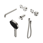 Nero Serenity Progressive Shower System With Spout With Metal Handle And Serenity Hand Shower Trim Kit Only, Brushed Nickel