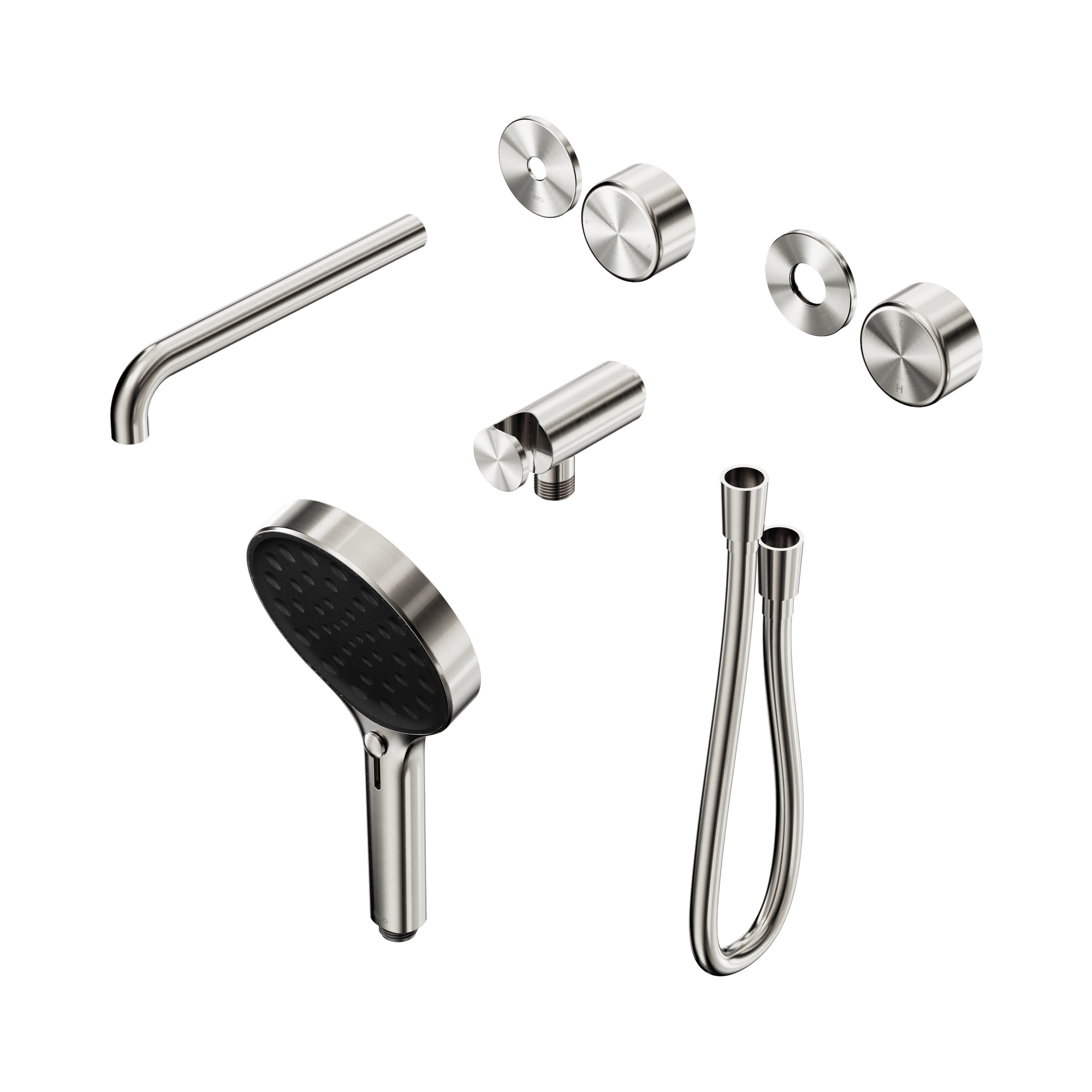 Nero Serenity Progressive Shower System With Spout With Metal Handle And Serenity Hand Shower Trim Kit Only, Brushed Nickel