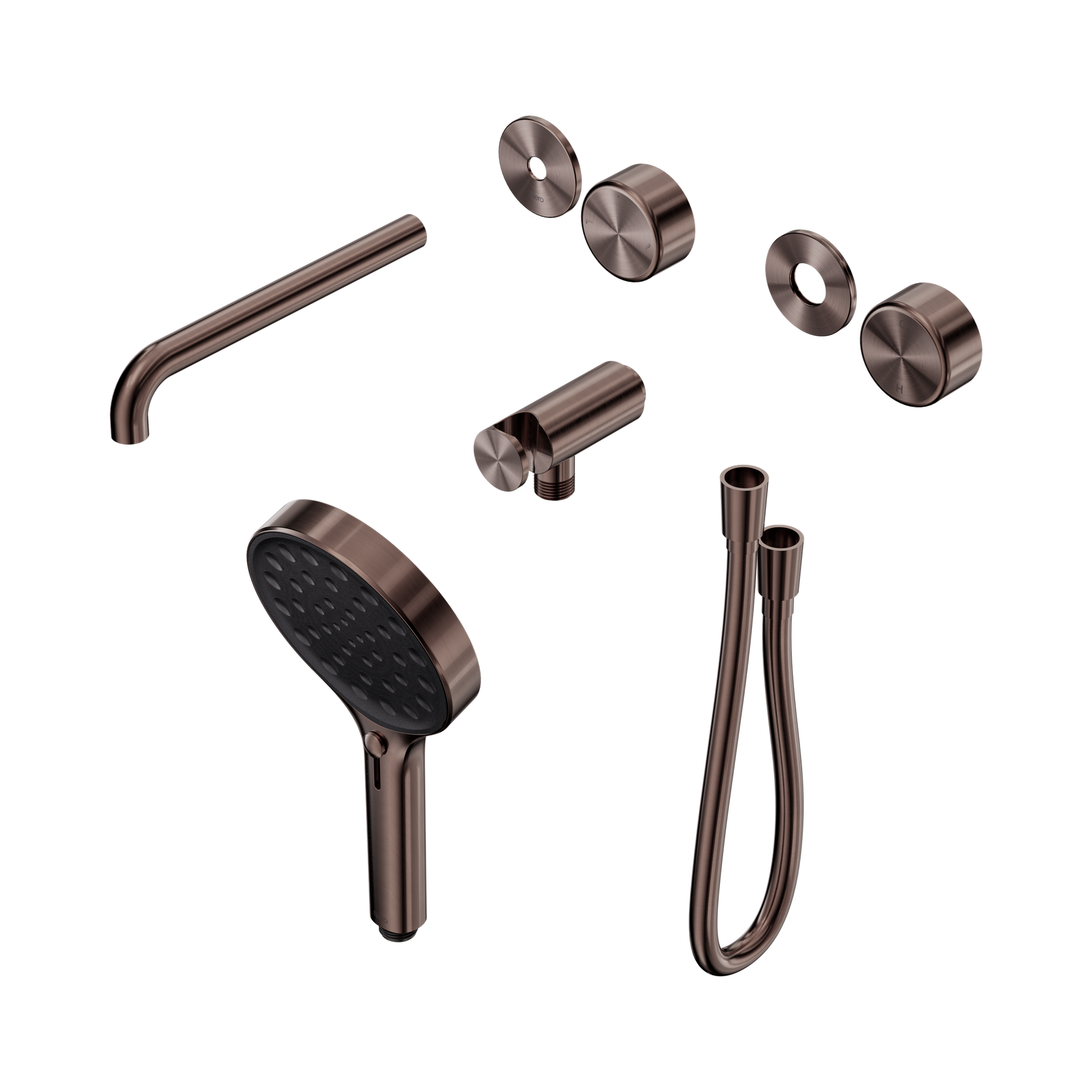 Nero Serenity Progressive Shower System With Spout With Metal Handle And Serenity Hand Shower Trim Kit Only, Brushed Bronze