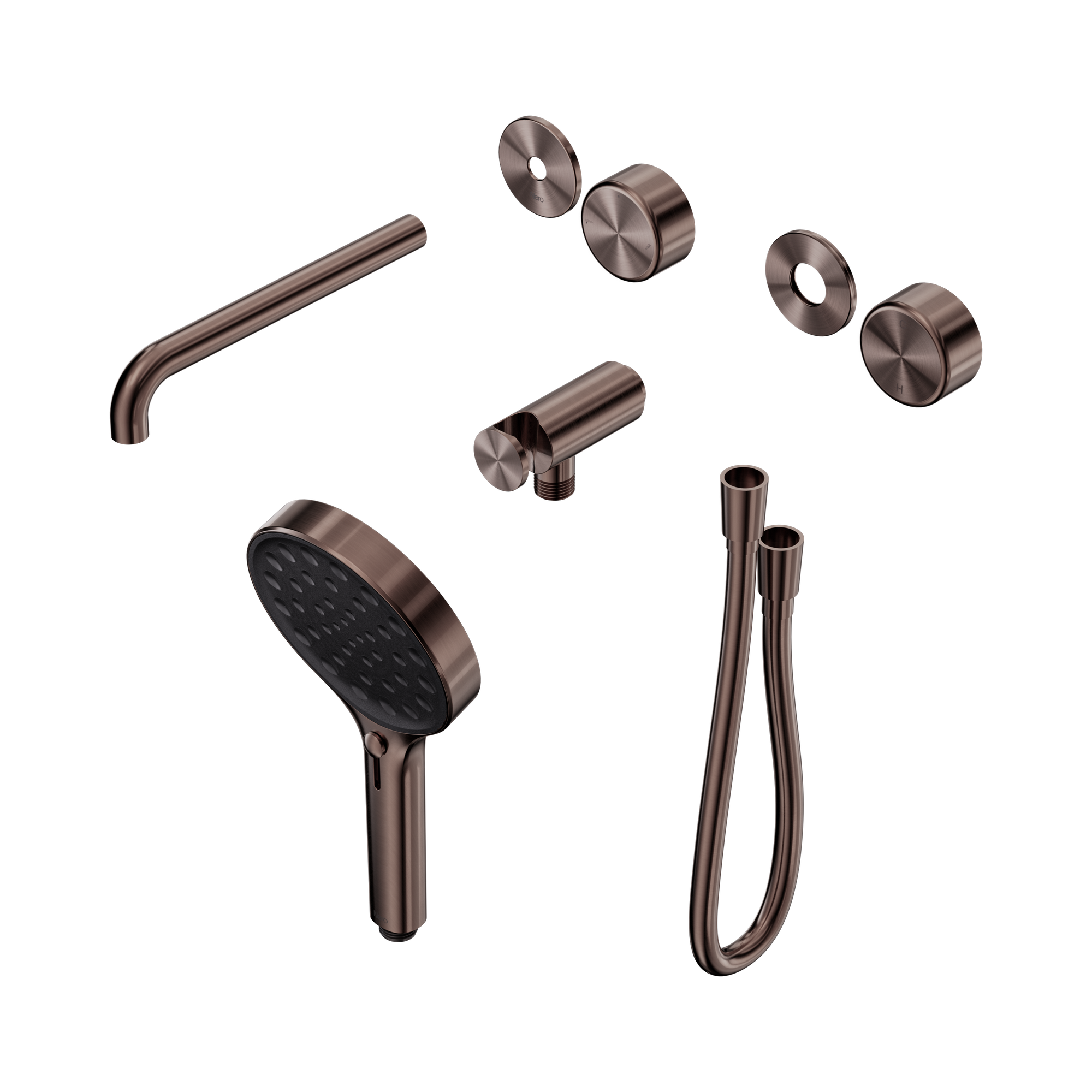 Nero Serenity Progressive Shower System With Spout With Metal Handle And Serenity Hand Shower Trim Kit Only, Brushed Bronze