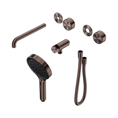 Nero Serenity Progressive Shower System With Spout With Metal Handle And Serenity Hand Shower Trim Kit Only, Brushed Bronze