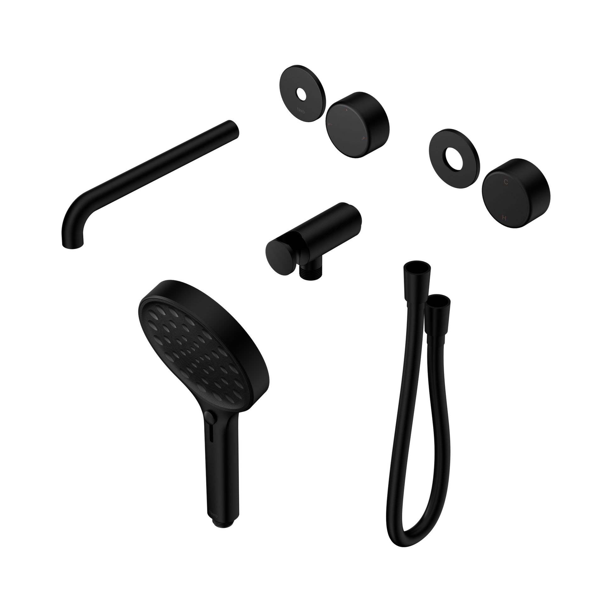 Nero Serenity Progressive Shower System With Spout With Metal Handle And Serenity Hand Shower Trim Kit Only, Matte Black