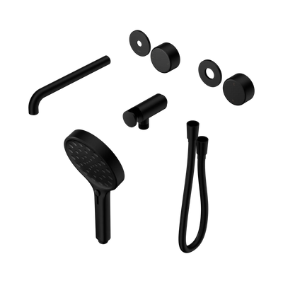 Nero Serenity Progressive Shower System With Spout With Metal Handle And Serenity Hand Shower Trim Kit Only, Matte Black
