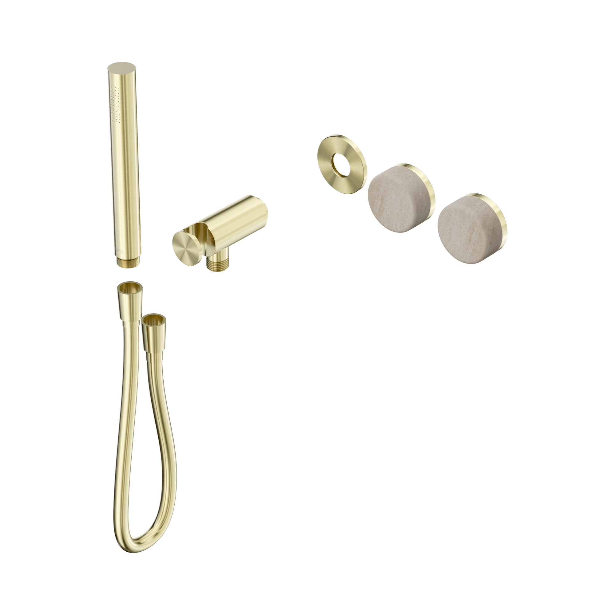 Nero Serenity Progressive Shower System With Rome Travertine Handle And Slim Shower Trim Kit Only, Brushed Gold