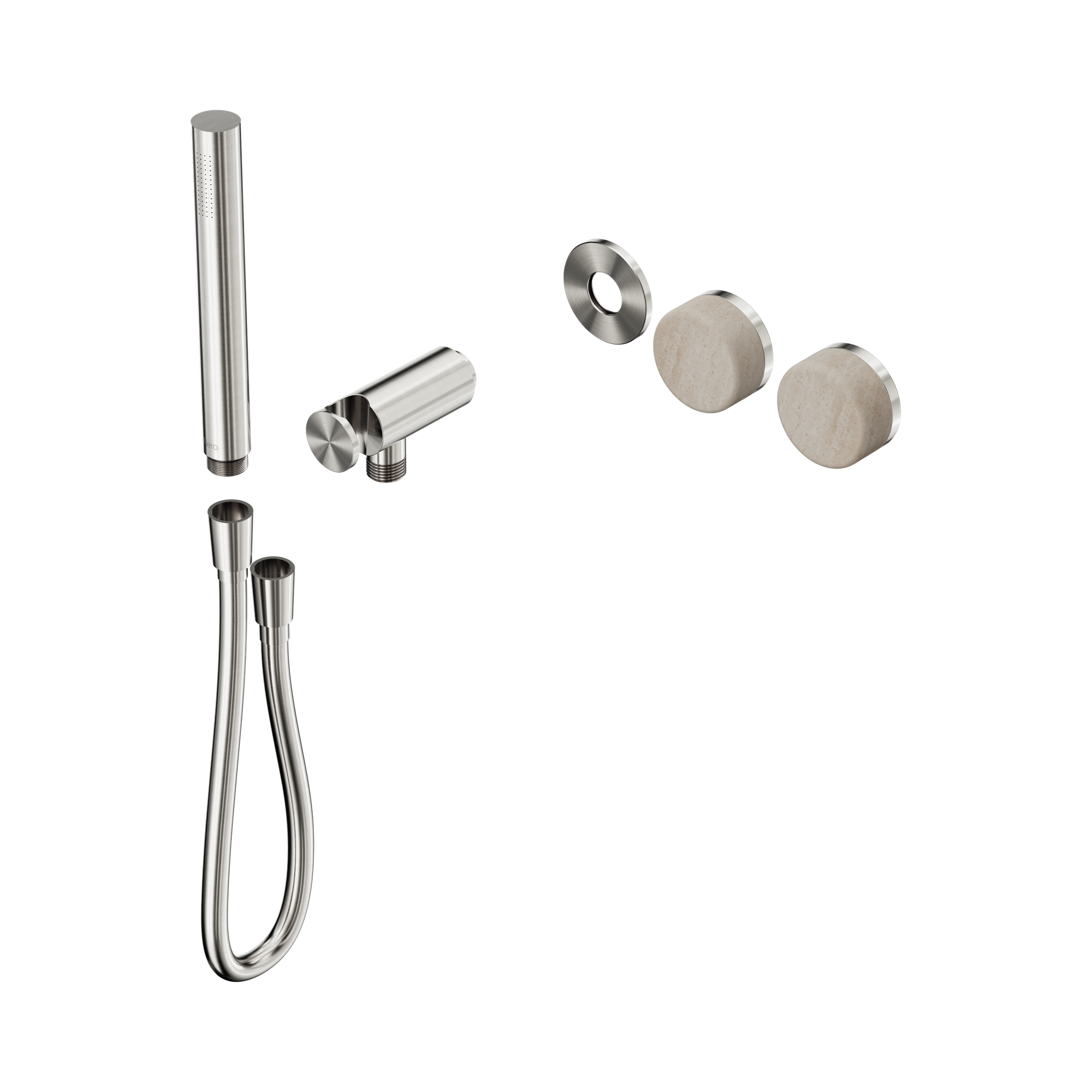 Nero Serenity Progressive Shower System With Rome Travertine Handle And Slim Shower Trim Kit Only, Brushed Nickel