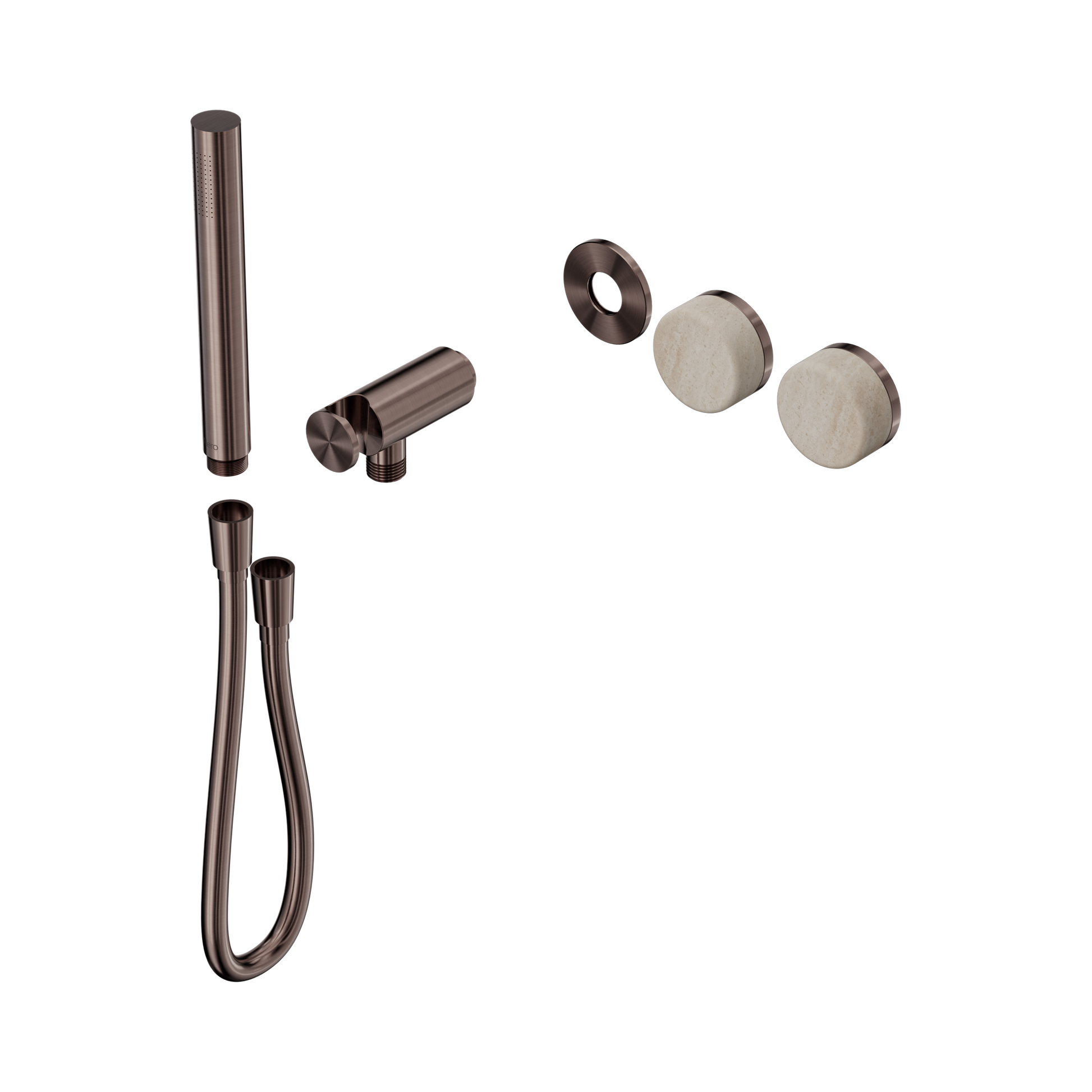 Nero Serenity Progressive Shower System With Rome Travertine Handle And Slim Shower Trim Kit Only, Brushed Bronze