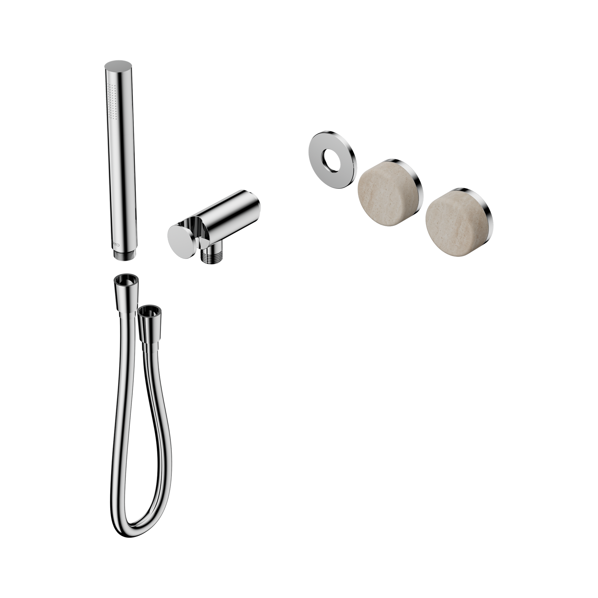 Nero Serenity Progressive Shower System With Rome Travertine Handle And Slim Shower Trim Kit Only, Chrome