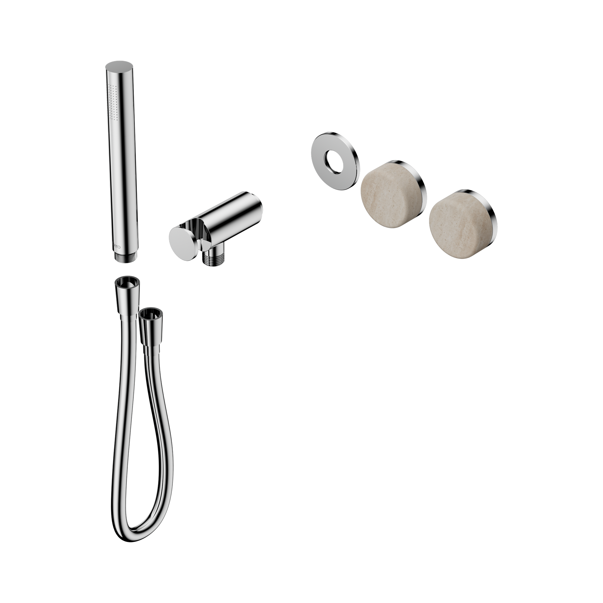 Nero Serenity Progressive Shower System With Rome Travertine Handle And Slim Shower Trim Kit Only, Chrome