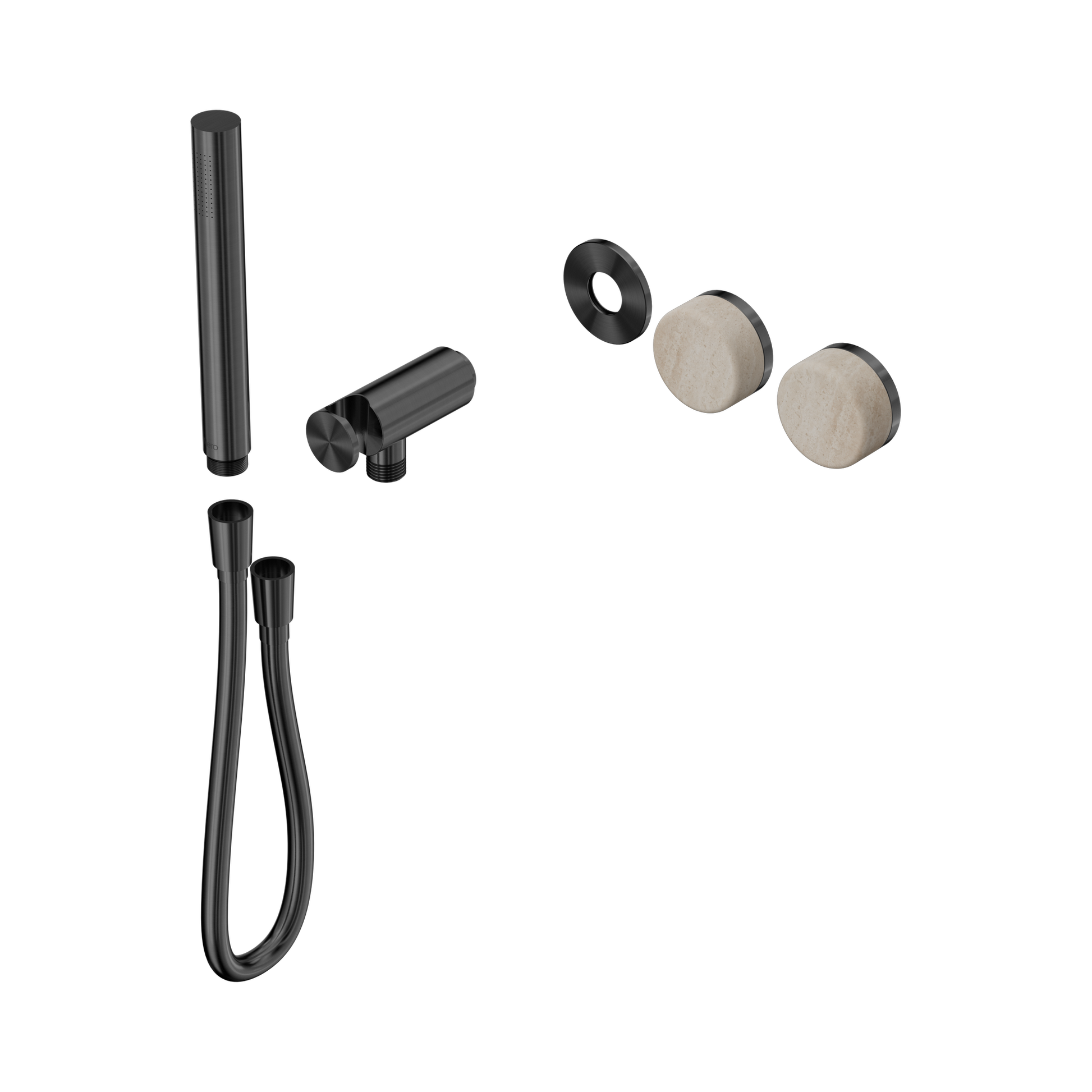 Nero Serenity Progressive Shower System With Rome Travertine Handle And Slim Shower Trim Kit Only, Gun Metal